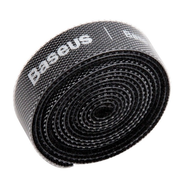 Banda Organizator Cablu Sustinere Cu Scai Baseus Rainbow Circle - Organizator Cablu Velcro Cu Bandă Velcro 1m Negru ACMGT-E01